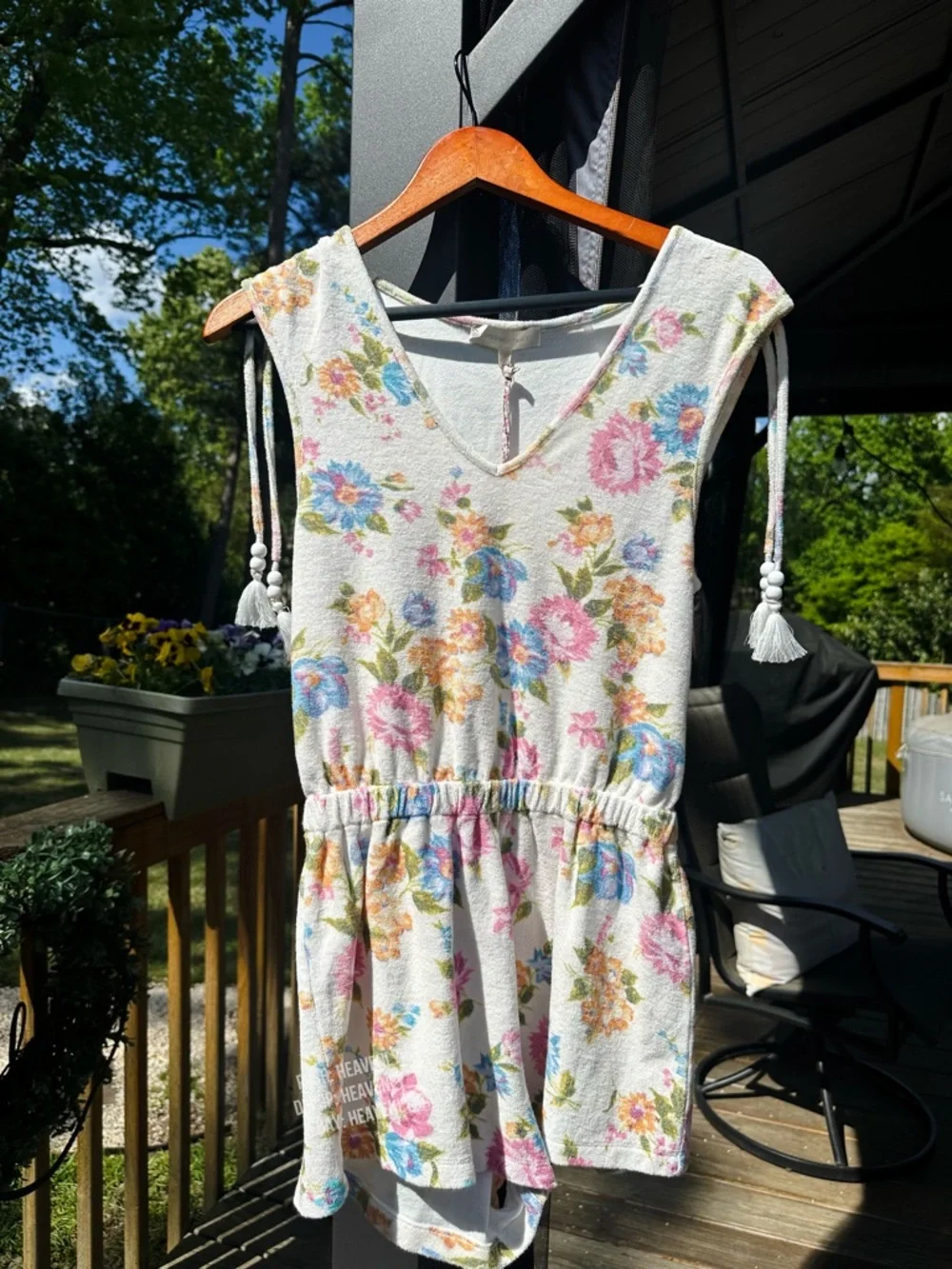 NWT LoveShackFancy Cottagecore Floral V-Neck Romper Playsuit with Pastel Blooms - Picture 3 of 9